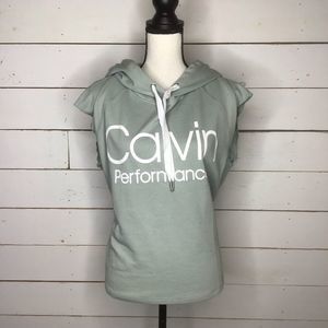 New Calvin Klein Boxy Cropped Logo Terry Hoodie